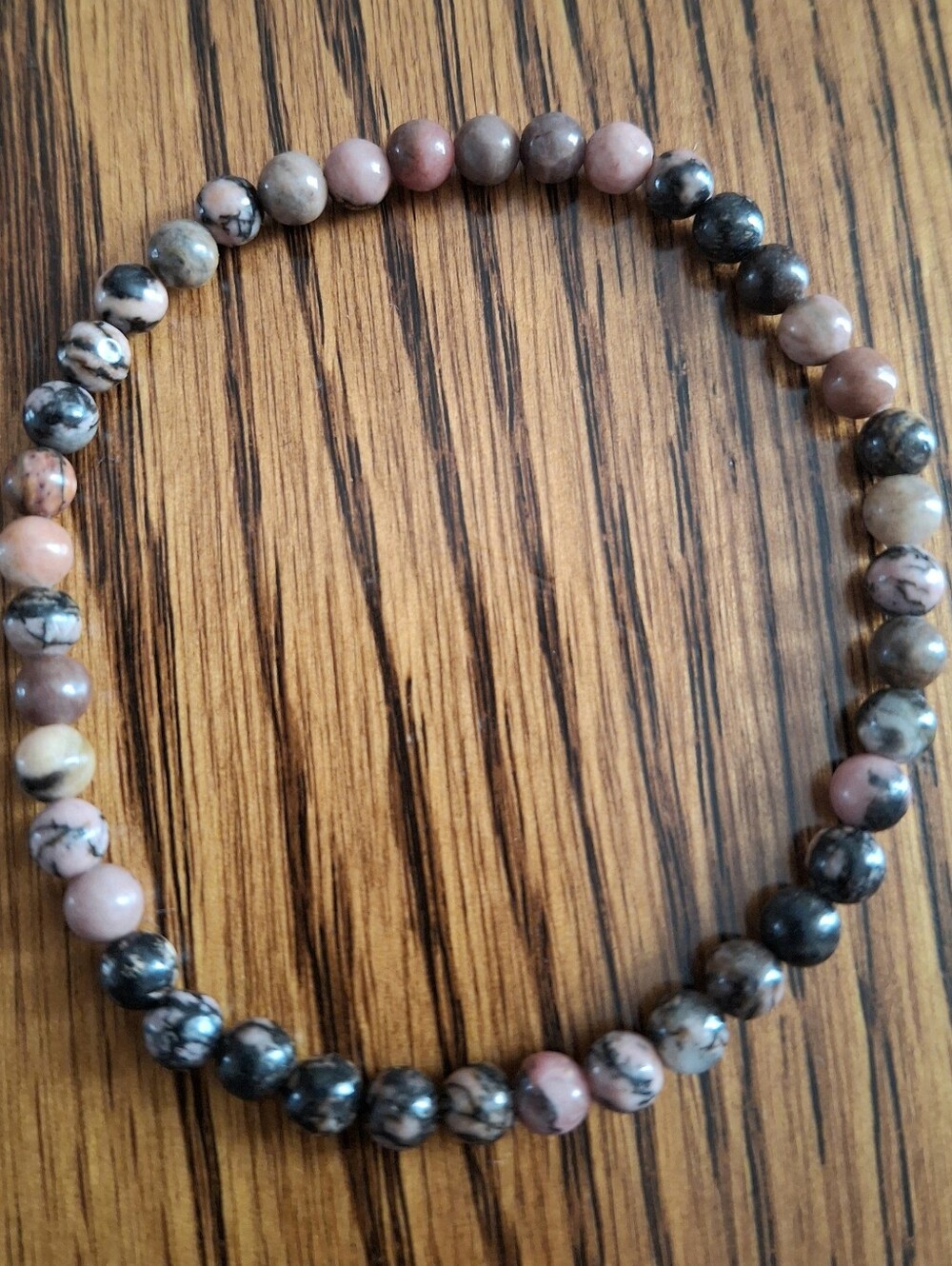 Rhodonite Natural 4mm Beaded Stretchy Bracelet